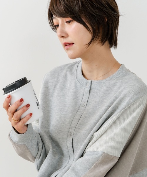 fort point(フォーポイント)の「【C-FORT POINT/フォートポイント】コーデュロイ ワッフル 切り替え カーディガン(カーディガン/ボレロ・レディース・ブルー/杢グレー/レンガ/チャコールグレー/カーキ・FREE)」の21枚目の写真