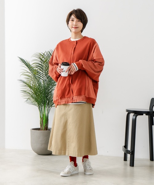 fort point(フォーポイント)の「【C-FORT POINT/フォートポイント】コーデュロイ ワッフル 切り替え カーディガン(カーディガン/ボレロ・レディース・ブルー/杢グレー/レンガ/チャコールグレー/カーキ・FREE)」の12枚目の写真