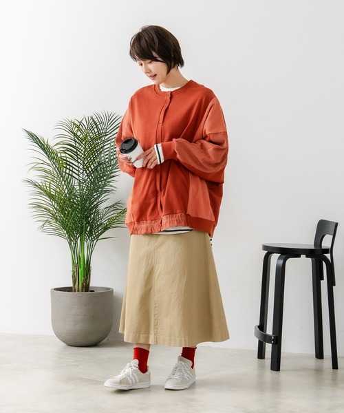 fort point(フォーポイント)の「【C-FORT POINT/フォートポイント】コーデュロイ ワッフル 切り替え カーディガン(カーディガン/ボレロ・レディース・ブルー/杢グレー/レンガ/チャコールグレー/カーキ・FREE)」の13枚目の写真