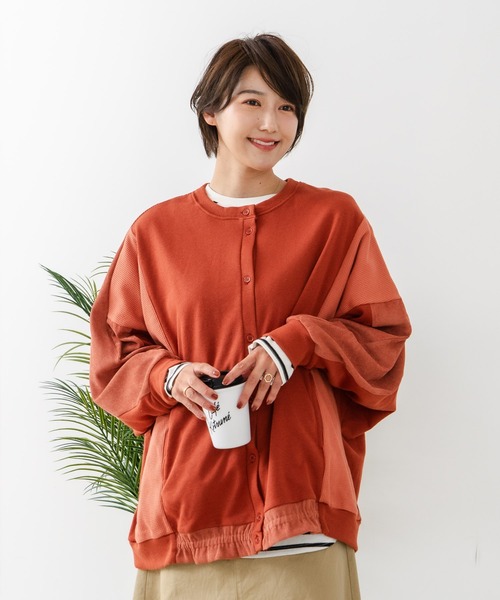 fort point(フォーポイント)の「【C-FORT POINT/フォートポイント】コーデュロイ ワッフル 切り替え カーディガン(カーディガン/ボレロ・レディース・ブルー/杢グレー/レンガ/チャコールグレー/カーキ・FREE)」の14枚目の写真