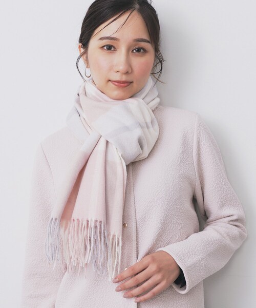 index（インデックス）の「【手洗い可】チェックストール（ストール/ショール・レディース・ピンク系1/サックスブルー系・00）」の3枚目の写真