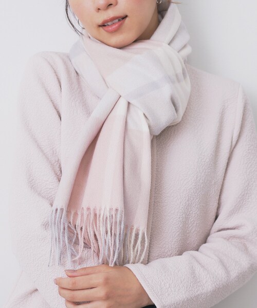 index（インデックス）の「【手洗い可】チェックストール（ストール/ショール・レディース・ピンク系1/サックスブルー系・00）」の7枚目の写真