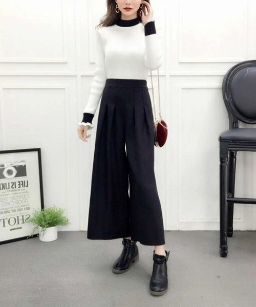 cammie(キャミー)の「タック入りワイドパンツ(その他パンツ・レディース・ダークグレー/ブラック・L/M)」の3枚目の写真