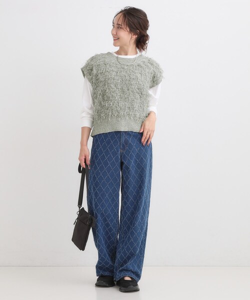 Cutie Blonde(キューティーブロンド)の「【前後2WAY】着るだけで着映える ループヤーンベスト(ベスト・レディース・ブラウン系その他/ライトベージュ/グリーン系・00)」の9枚目の写真