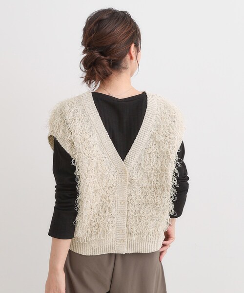 Cutie Blonde(キューティーブロンド)の「【前後2WAY】着るだけで着映える ループヤーンベスト(ベスト・レディース・ブラウン系その他/ライトベージュ/グリーン系・00)」の14枚目の写真