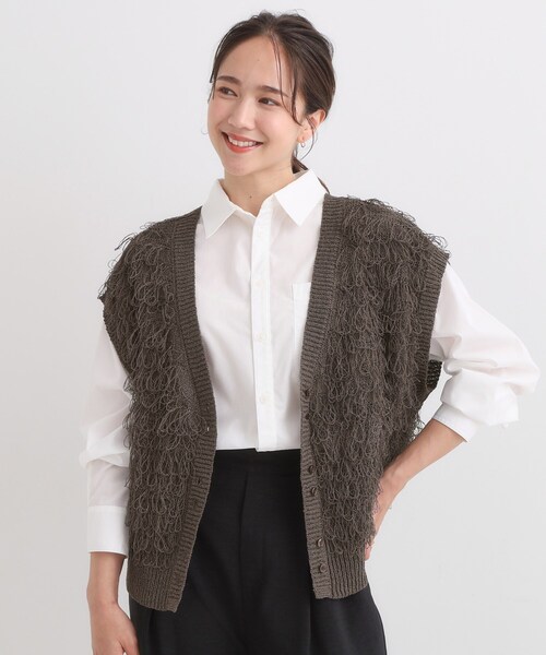 Cutie Blonde(キューティーブロンド)の「【前後2WAY】着るだけで着映える ループヤーンベスト(ベスト・レディース・ブラウン系その他/ライトベージュ/グリーン系・00)」の18枚目の写真