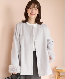 Honeys | ファー付ノーカラーコート(ノーカラーコート)