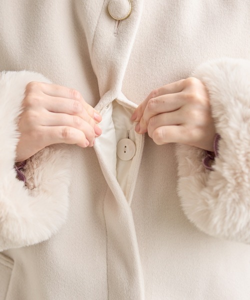 ファー付ノーカラーコート（ノーカラーコート）｜Honeys（ハニーズ）の