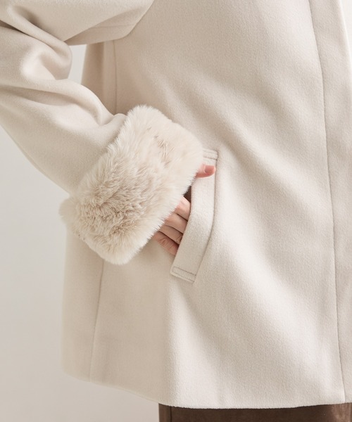 ファー付ノーカラーコート（ノーカラーコート）｜Honeys（ハニーズ）の