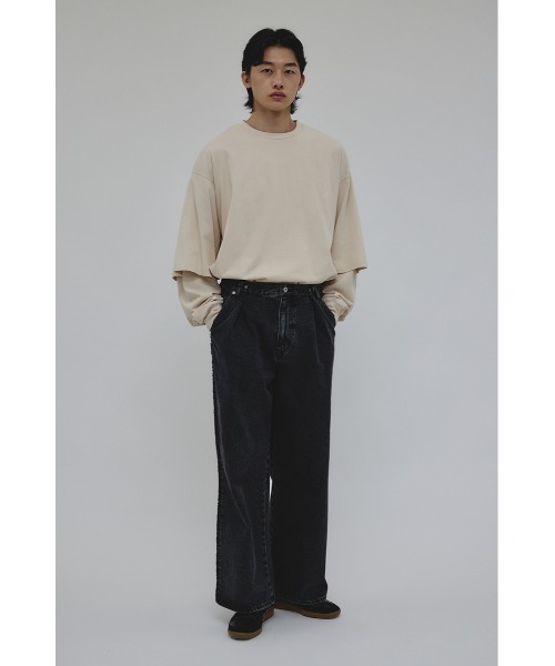 STYLEMIXER(スタイルミキサー)の「ワイドタックデニム(デニムパンツ・メンズ・ブラック・MEDIUM/LARGE)」の2枚目の写真