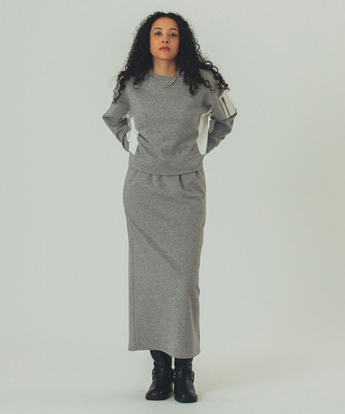 ROSE BUD(ローズバッド)の「MIXED FABRIC TOP AND SKIRT SET(ワンピース・レディース・カーキ/ブラック/グレー・ONE SIZE)」の1枚目の写真