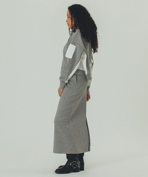 ROSE BUD(ローズバッド)の「MIXED FABRIC TOP AND SKIRT SET(ワンピース・レディース・カーキ/ブラック/グレー・ONE SIZE)」の5枚目の写真