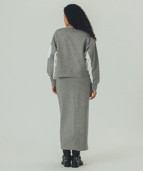 ROSE BUD(ローズバッド)の「MIXED FABRIC TOP AND SKIRT SET(ワンピース・レディース・カーキ/ブラック/グレー・ONE SIZE)」の6枚目の写真