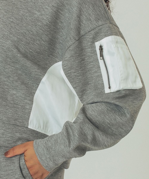 ROSE BUD(ローズバッド)の「MIXED FABRIC TOP AND SKIRT SET(ワンピース・レディース・カーキ/ブラック/グレー・ONE SIZE)」の8枚目の写真