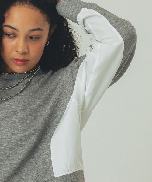 ROSE BUD(ローズバッド)の「MIXED FABRIC TOP AND SKIRT SET(ワンピース・レディース・カーキ/ブラック/グレー・ONE SIZE)」の9枚目の写真