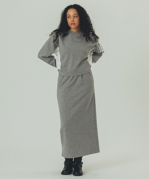 ROSE BUD(ローズバッド)の「MIXED FABRIC TOP AND SKIRT SET(ワンピース・レディース・カーキ/ブラック/グレー・ONE SIZE)」の13枚目の写真