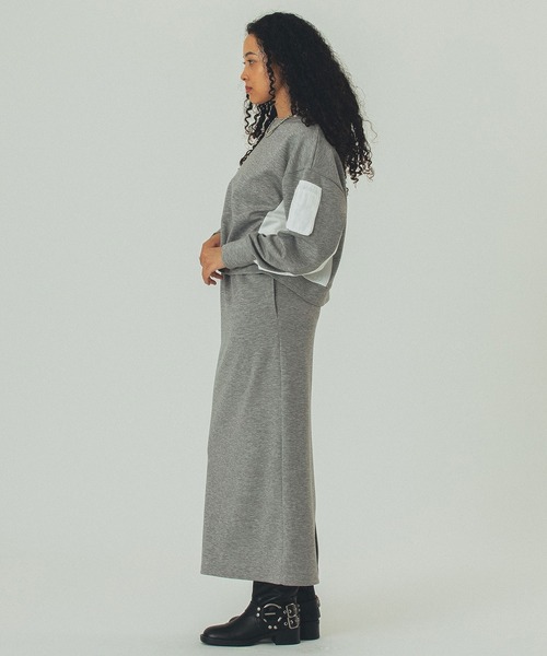 ROSE BUD(ローズバッド)の「MIXED FABRIC TOP AND SKIRT SET(ワンピース・レディース・カーキ/ブラック/グレー・ONE SIZE)」の14枚目の写真