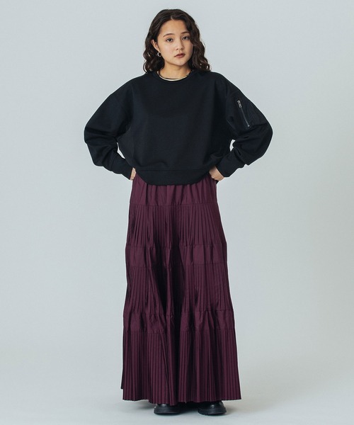 ROSE BUD(ローズバッド)の「MIXED FABRIC TOP AND SKIRT SET(ワンピース・レディース・カーキ/ブラック/グレー・ONE SIZE)」の21枚目の写真