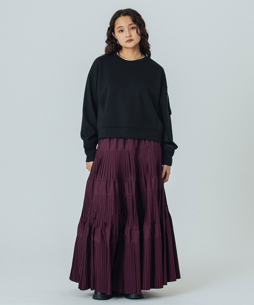 ROSE BUD(ローズバッド)の「MIXED FABRIC TOP AND SKIRT SET(ワンピース・レディース・カーキ/ブラック/グレー・ONE SIZE)」の22枚目の写真