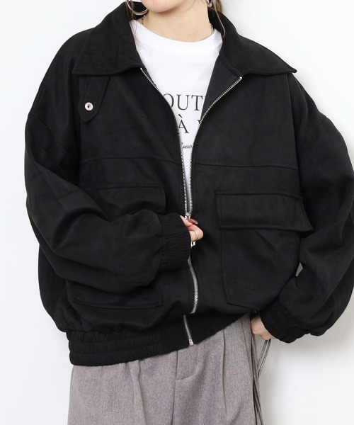 mitis（ミティス）の「mitis スエードポンチフライトジャケット（ブルゾン・レディース・スミクロ/アイボリー/グレイッシュベージュ/ピンクベージュ/ブラック・M）」の3枚目の写真