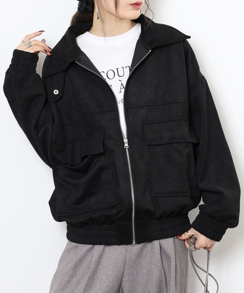 mitis（ミティス）の「mitis スエードポンチフライトジャケット（ブルゾン・レディース・スミクロ/アイボリー/グレイッシュベージュ/ピンクベージュ/ブラック・M）」の7枚目の写真