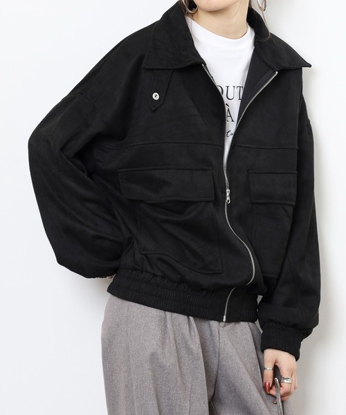 mitis（ミティス）の「mitis スエードポンチフライトジャケット（ブルゾン・レディース・スミクロ/アイボリー/グレイッシュベージュ/ピンクベージュ/ブラック・M）」の8枚目の写真