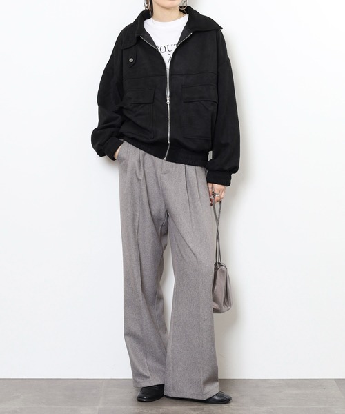 mitis（ミティス）の「mitis スエードポンチフライトジャケット（ブルゾン・レディース・スミクロ/アイボリー/グレイッシュベージュ/ピンクベージュ/ブラック・M）」の9枚目の写真