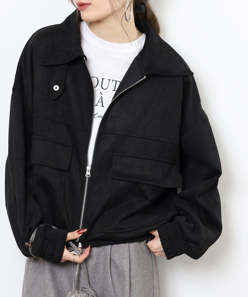 mitis（ミティス）の「mitis スエードポンチフライトジャケット（ブルゾン・レディース・スミクロ/アイボリー/グレイッシュベージュ/ピンクベージュ/ブラック・M）」の6枚目の写真