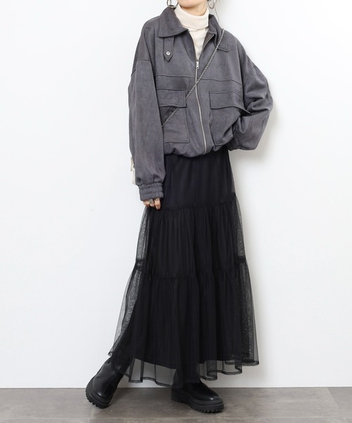 mitis（ミティス）の「mitis スエードポンチフライトジャケット（ブルゾン・レディース・スミクロ/アイボリー/グレイッシュベージュ/ピンクベージュ/ブラック・M）」の13枚目の写真