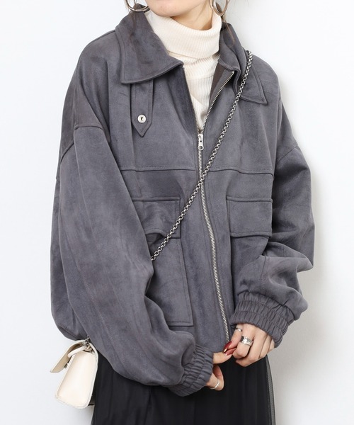 mitis（ミティス）の「mitis スエードポンチフライトジャケット（ブルゾン・レディース・スミクロ/アイボリー/グレイッシュベージュ/ピンクベージュ/ブラック・M）」の12枚目の写真