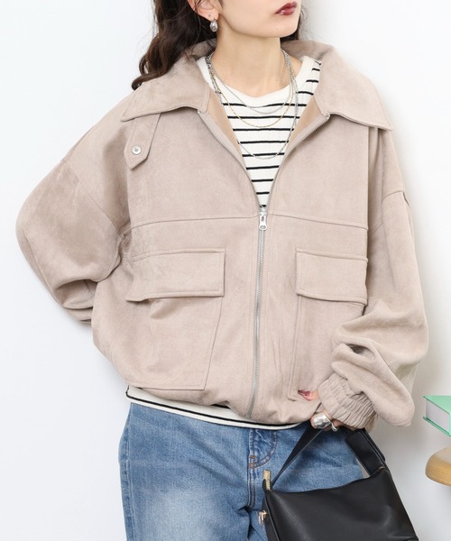 mitis（ミティス）の「mitis スエードポンチフライトジャケット（ブルゾン・レディース・スミクロ/アイボリー/グレイッシュベージュ/ピンクベージュ/ブラック・M）」の22枚目の写真