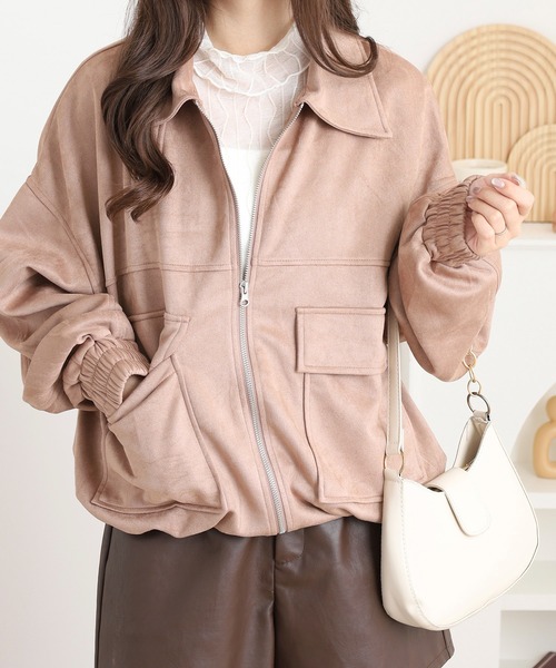 mitis（ミティス）の「mitis スエードポンチフライトジャケット（ブルゾン・レディース・スミクロ/アイボリー/グレイッシュベージュ/ピンクベージュ/ブラック・M）」の18枚目の写真