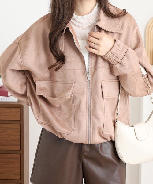 mitis（ミティス）の「mitis スエードポンチフライトジャケット（ブルゾン・レディース・スミクロ/アイボリー/グレイッシュベージュ/ピンクベージュ/ブラック・M）」の19枚目の写真