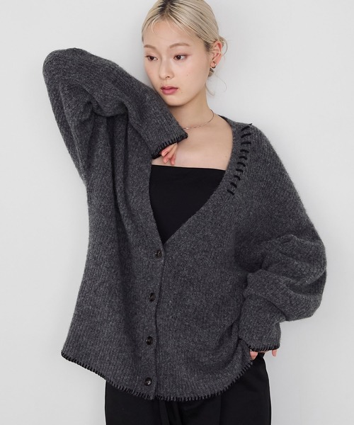 forksy.】ハンドステッチメランジVネックカーディガン forksy.│MONO