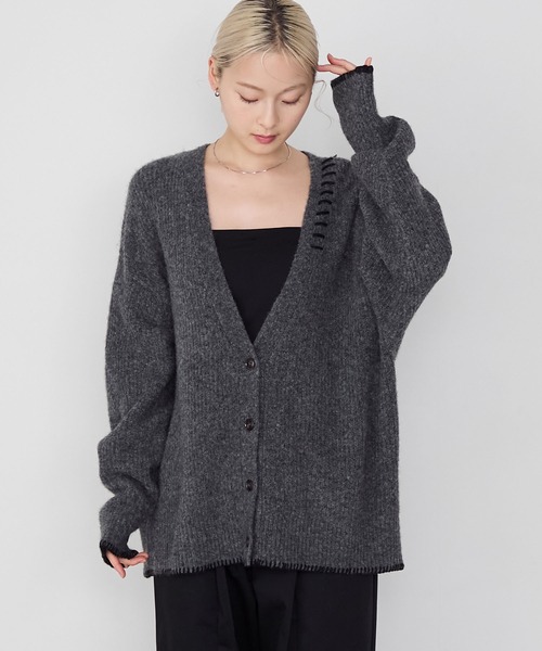forksy.】ハンドステッチメランジVネックカーディガン forksy.│MONO