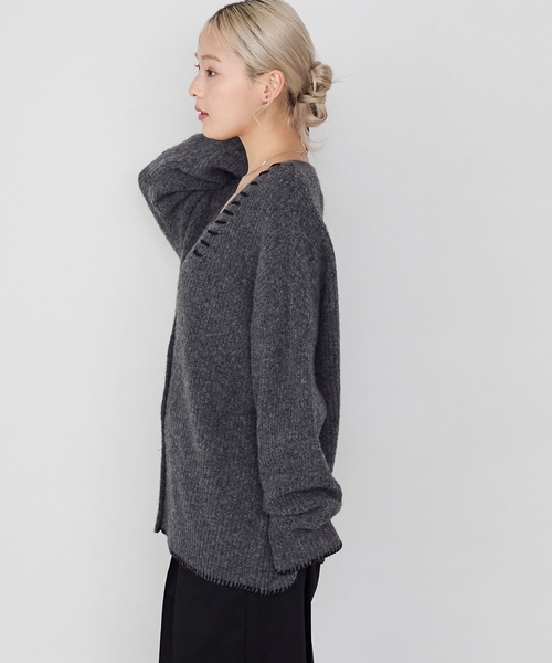 forksy.】ハンドステッチメランジVネックカーディガン forksy.│MONO