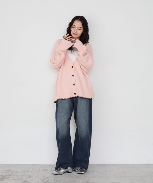 forksy.】ハンドステッチメランジVネックカーディガン forksy.│MONO