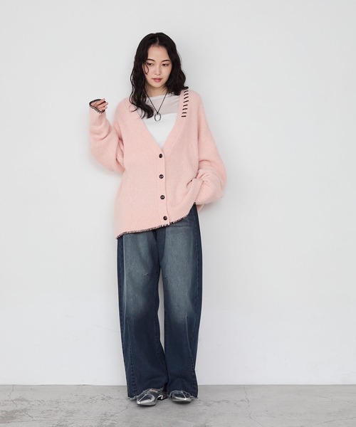 forksy.】ハンドステッチメランジVネックカーディガン forksy.│MONO