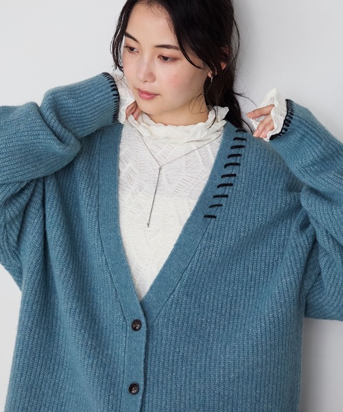 forksy.(フォルクシー)の「【forksy.】ハンドステッチメランジVネックカーディガン(カーディガン/ボレロ・レディース・ピンク/ライトイエロー/ブルー/チャコールグレー/オフホワイト・FREE)」の16枚目の写真