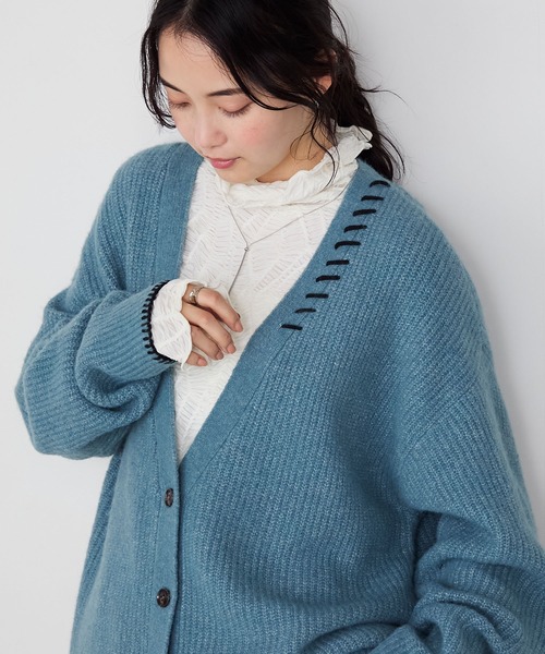 forksy.(フォルクシー)の「【forksy.】ハンドステッチメランジVネックカーディガン(カーディガン/ボレロ・レディース・ピンク/ライトイエロー/ブルー/チャコールグレー/オフホワイト・FREE)」の17枚目の写真