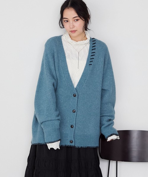 forksy.(フォルクシー)の「【forksy.】ハンドステッチメランジVネックカーディガン(カーディガン/ボレロ・レディース・ピンク/ライトイエロー/ブルー/チャコールグレー/オフホワイト・FREE)」の18枚目の写真