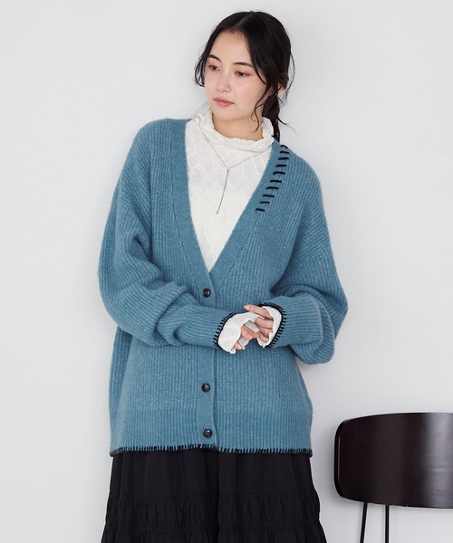 forksy.(フォルクシー)の「【forksy.】ハンドステッチメランジVネックカーディガン(カーディガン/ボレロ・レディース・ピンク/ライトイエロー/ブルー/チャコールグレー/オフホワイト・FREE)」の19枚目の写真