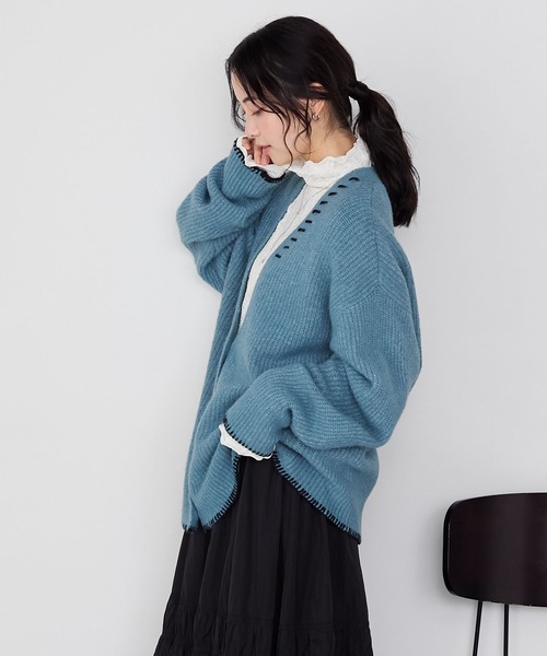 forksy.(フォルクシー)の「【forksy.】ハンドステッチメランジVネックカーディガン(カーディガン/ボレロ・レディース・ピンク/ライトイエロー/ブルー/チャコールグレー/オフホワイト・FREE)」の20枚目の写真