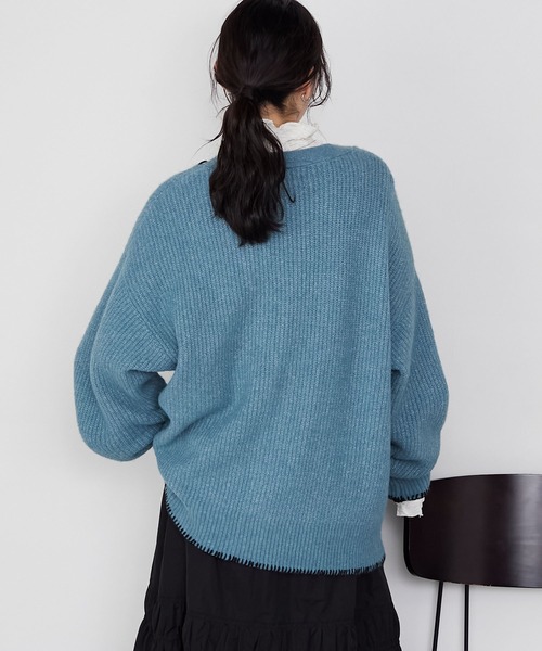 forksy.(フォルクシー)の「【forksy.】ハンドステッチメランジVネックカーディガン(カーディガン/ボレロ・レディース・ピンク/ライトイエロー/ブルー/チャコールグレー/オフホワイト・FREE)」の21枚目の写真