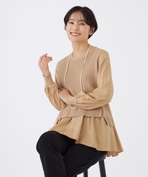 EVEX by KRIZIA（エヴェックスバイクリツィア）の「【カタログ掲載】【ウォッシャブル】ドビーストライプシャツコンビニット（ニット/セーター）」