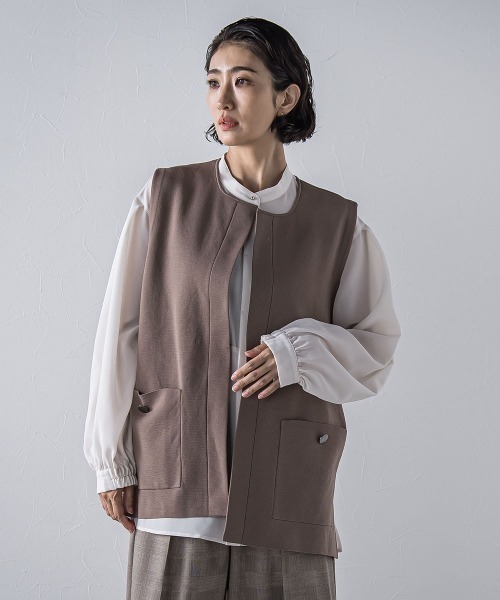 セール】'後姿もこなれ感'スポンディッシュニットジレ≪手洗い可能