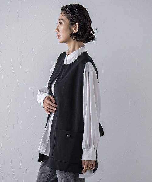 セール】'後姿もこなれ感'スポンディッシュニットジレ≪手洗い可能