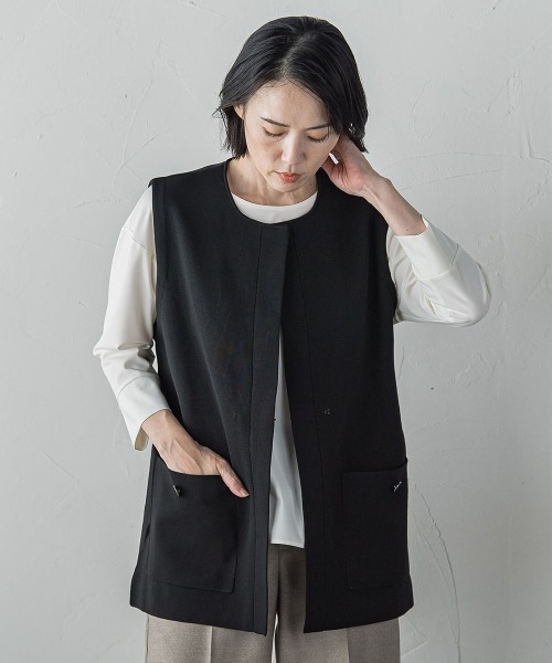 la.f…(ラエフ)の「"後姿もこなれ感"スポンディッシュニットジレ≪手洗い可能≫(ベスト・レディース・チャコールグレー/ブラック/キャメル・9号)」の9枚目の写真