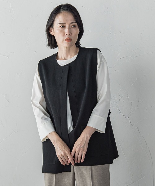 la.f…(ラエフ)の「"後姿もこなれ感"スポンディッシュニットジレ≪手洗い可能≫(ベスト・レディース・チャコールグレー/ブラック/キャメル・9号)」の10枚目の写真