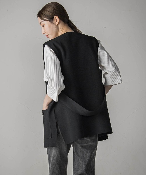 セール】'後姿もこなれ感'スポンディッシュニットジレ≪手洗い可能